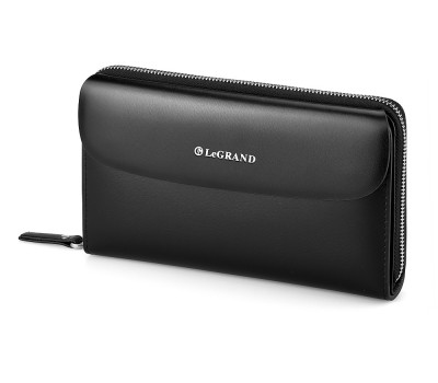 Шкіряний чоловічий клатч LeGRAND collection чорний